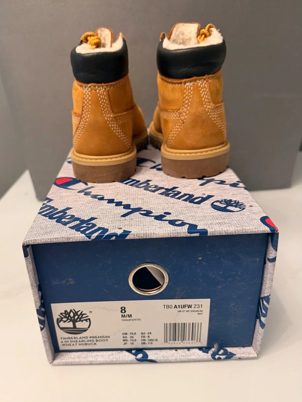 Champion x Timberland 6-Inch Premium Shearling Toddler Boot Size 8